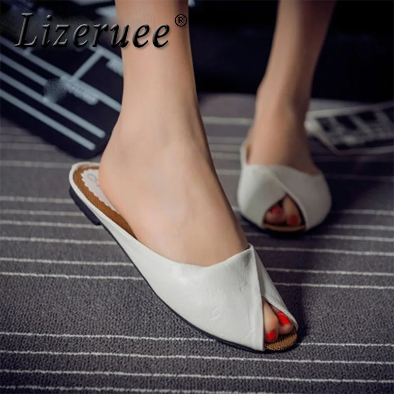 Lizeruee Brand 2019 Fashion Leather Flat Slides Woman Shoes Square Heels Point Toe Lady Slippers Loafers Mules Casual CS256
Lizeruee Brand 2019 Fashion Leather Flat Slides Woman Shoes Square Heels Point Toe Lady Slippers Loafers Mules Casual CS256