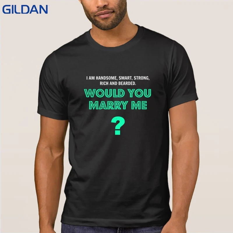 Повседневная Ты Выйдешь за Меня Футболка Интересно Camiseta Для Мужчин Лето