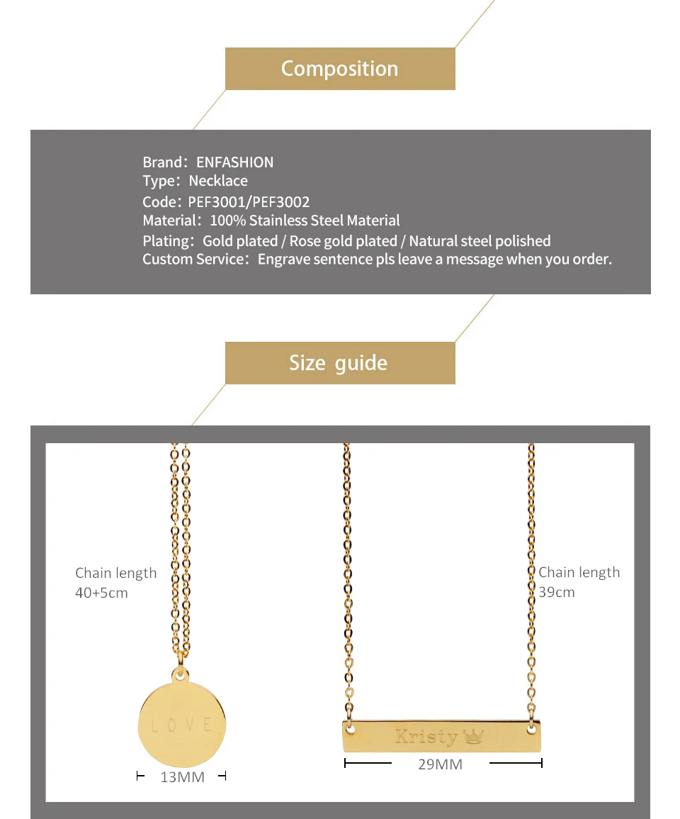 Enfashion Personalized Engrave Custom Name Necklace Gold Color Circle Bar Necklaces Pendants Women Choker Necklace Jewelry P3001 Enfashion Personalized Engrave Custom Name Necklace Gold Color Circle Bar Necklaces Pendants Women Choker Necklace Jewelry P3001