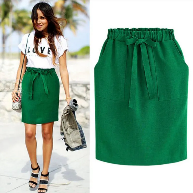 Elegant Midi Skirts Womens Office Pencil Skirt Cotton Elastic Waist Package Hip Skirt Bow Skirt Green 2019 New Spring Summer
Elegant Midi Skirts Womens Office Pencil Skirt Cotton Elastic Waist Package Hip Skirt Bow Skirt Green 2019 New Spring Summer