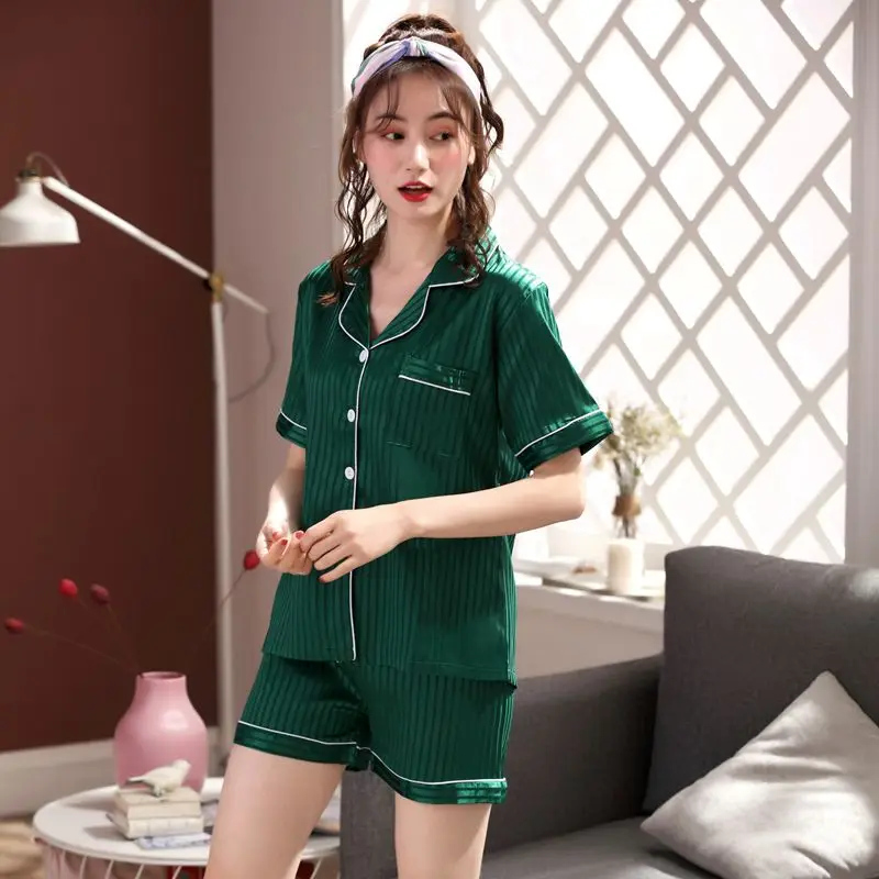 Women Sleepwear 2019 Summer Pajamas Adult Silk Print Sweet Women Sleepwear Set Girl Nightgown Short Pant Cute Silk Pajamas Sets
Women Sleepwear 2019 Summer Pajamas Adult Silk Print Sweet Women Sleepwear Set Girl Nightgown Short Pant Cute Silk Pajamas Sets