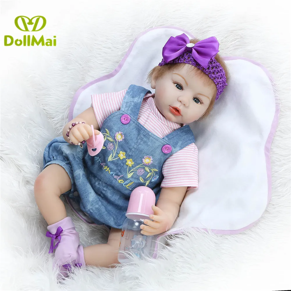 Куклы DollMai 22 "55 см Поддельные Детские Силиконовые reborn настоящие мягкие куклы