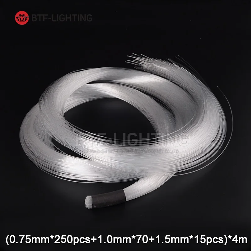 

4m(0.75mm*250pcs+1.0mm*70pcs+1.5mm*15pcs)+5pcs crystal PMMA Plastic LED Fiber Optica Cable For All Kind Lighting Engine Driver