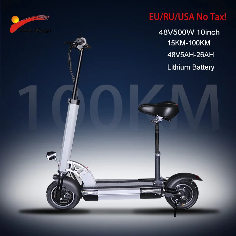 Top 48V500W Electric Scooter 10 inch Motor Wheel 26AH Lithium Battery Adult kick e scooter No tax folding patinete electrico adulto 4