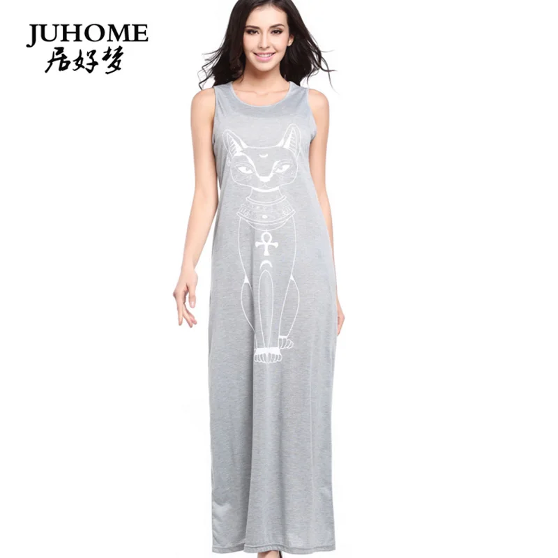 2018 vestidos long summer autumn dress gray black red ladies fashion cat animal printed large size loose Floor-Length tank dress
2018 vestidos long summer autumn dress gray black red ladies fashion cat animal printed large size loose Floor-Length tank dress