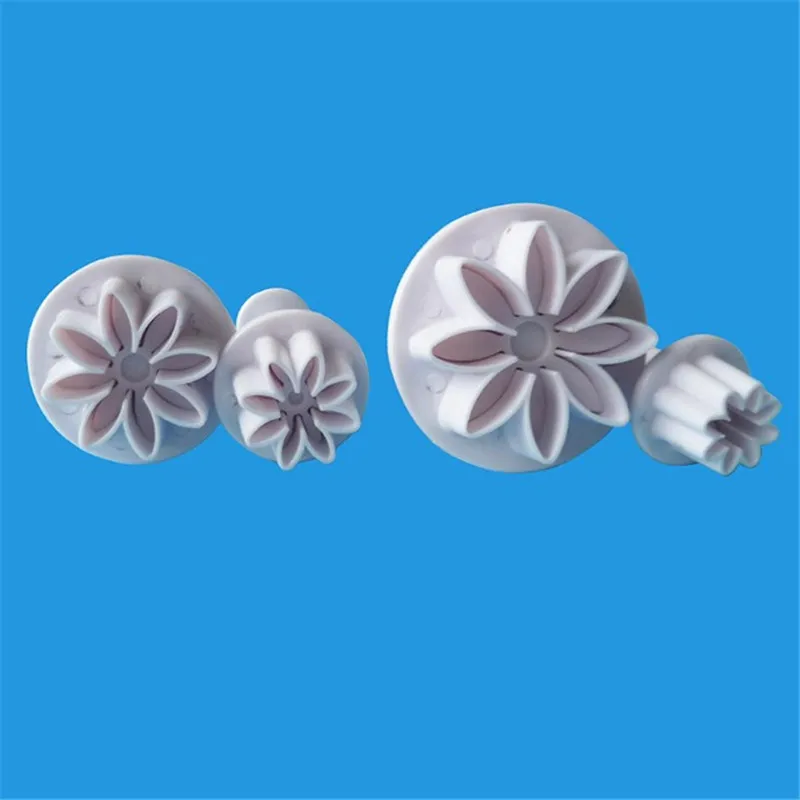 Фото TTLIFE 4pcs Daisy Plunger Cookie Cutter Flower Plastic Baking Mold Fondant Cake Decorating DIY Tool Sugarcraft Biscuit Moulds | Дом и сад