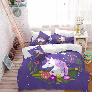 Purple Unicorn Bedding Set Sweet Cartoon Duvet Cover Set Kids Colorful Flowers Print Bed Cover Girls Bedclothes Pillowcase
Purple Unicorn Bedding Set Sweet Cartoon Duvet Cover Set Kids Colorful Flowers Print Bed Cover Girls Bedclothes Pillowcase
