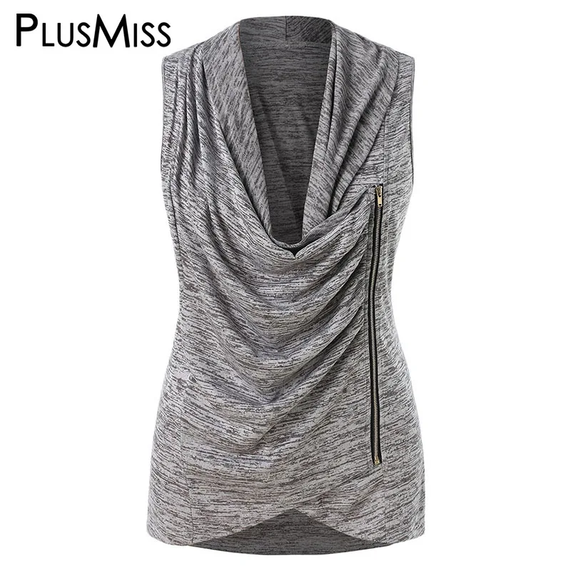 PlusMiss Plus Size 5XL Side Zipper Cowl Neck Ruched Marled Tank Top XXXXL XXXL XXL Summer Women Big Size Sleeveless Vests Top
PlusMiss Plus Size 5XL Side Zipper Cowl Neck Ruched Marled Tank Top XXXXL XXXL XXL Summer Women Big Size Sleeveless Vests Top
