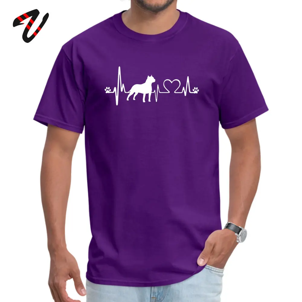 American Staffordshire Terrier Heartbeat Great Cheap Adult Top T-shirts Crew Neck Short Sleeve All Cotton Tops Tees Clothing Shirt American Staffordshire Terrier Heartbeat Great purple