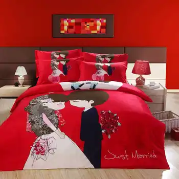red romantic wedding lover printed bedding full queen size comforter set Egyptian cotton 600TC girl's bedroom decoration 4-5 pcs
red romantic wedding lover printed bedding full queen size comforter set Egyptian cotton 600TC girl's bedroom decoration 4-5 pcs