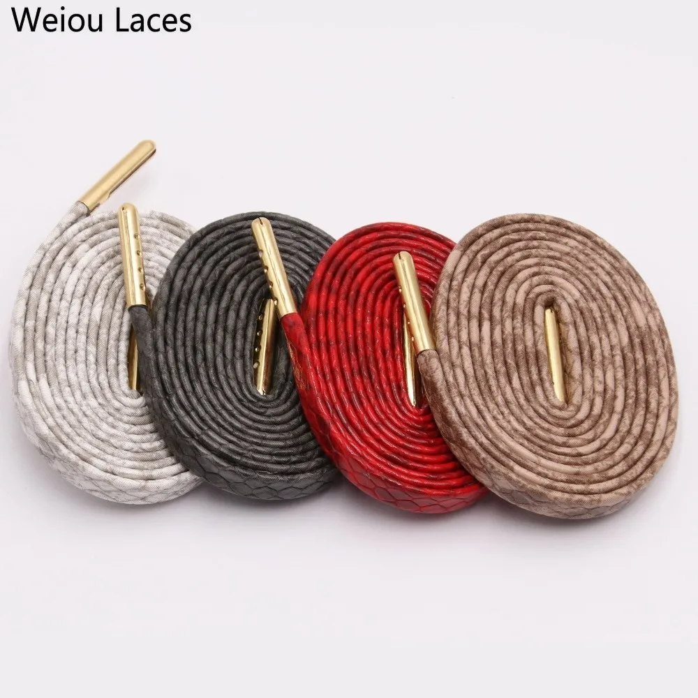 Шнурки Weiou из змеиной кожи плоские 7 мм белые красные серые коричневые Роскошные