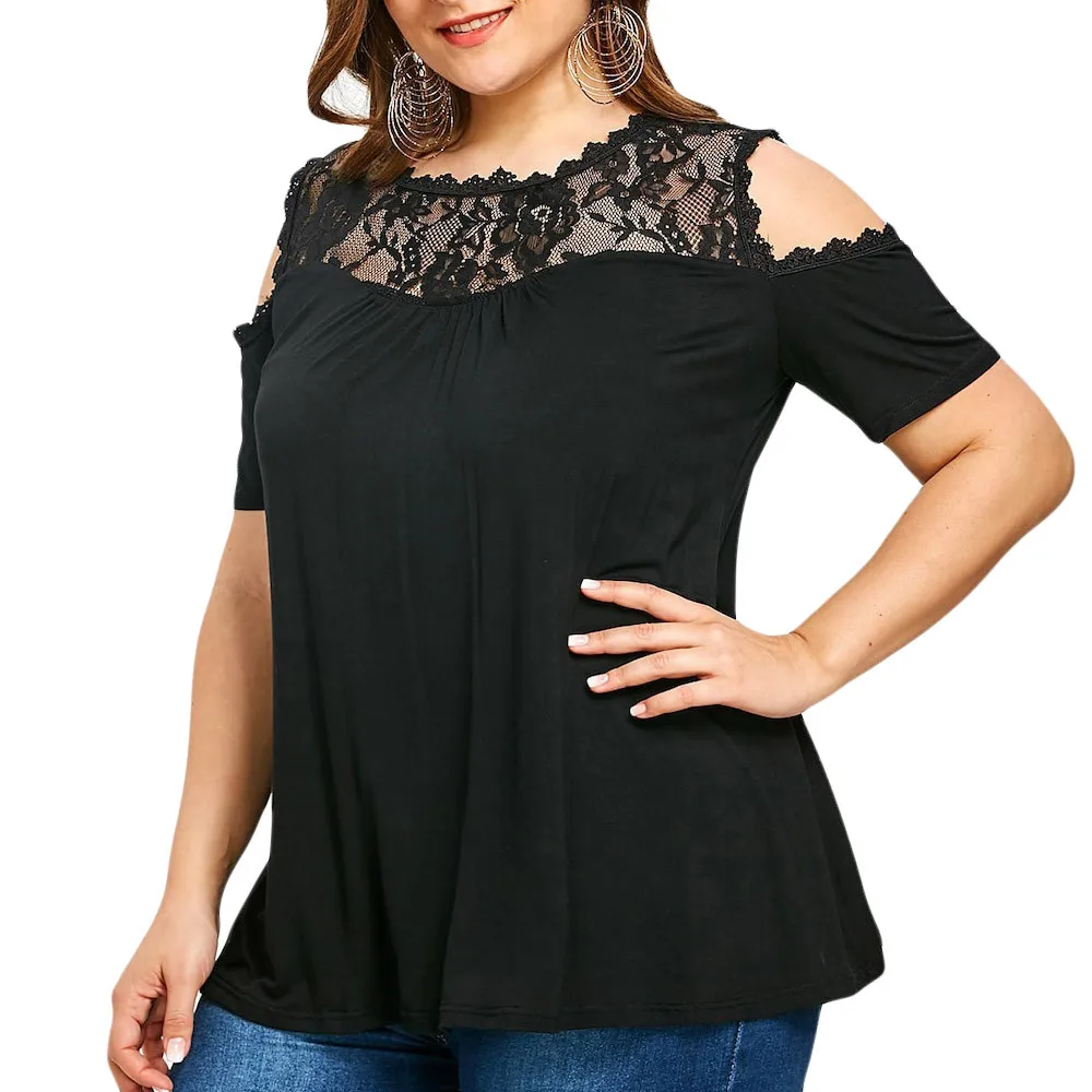Blouse Women Off Shoulder Top Tunic Lace Splice Patchwork Female Cold Shoulder large size XL-5XL Tops blusa DropShip ##1
Blouse Women Off Shoulder Top Tunic Lace Splice Patchwork Female Cold Shoulder large size XL-5XL Tops blusa DropShip ##1