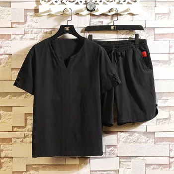 #3423 Summer Two Piece Set Top And Pants Cotton Linen Casual Loose T Shirt And Shorts Man Clothes Set
#3423 Summer Two Piece Set Top And Pants Cotton Linen Casual Loose T Shirt And Shorts Man Clothes Set
