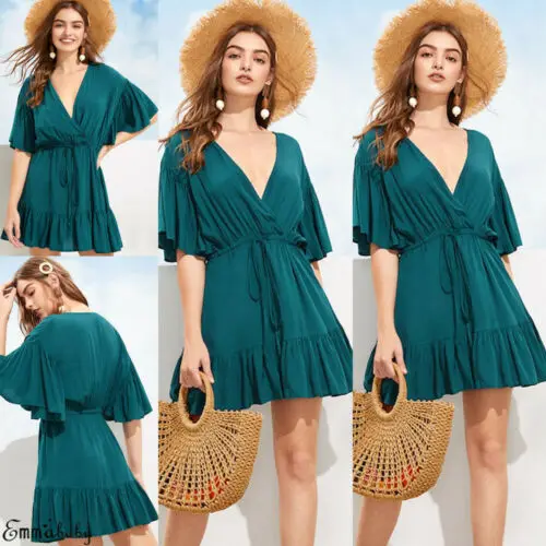 2019 New Hot Summer Fashion Latest Women Green V-neck Short Sleeve Ruffles Sashes Frill Mini Short Dress Beach Skater Sundress
2019 New Hot Summer Fashion Latest Women Green V-neck Short Sleeve Ruffles Sashes Frill Mini Short Dress Beach Skater Sundress