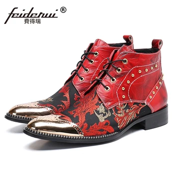 Red Color Pointed Toe Lace up Man Handmade Studded Carved Shoes Genuine Leather Men's Rivets Wedding Brogue Ankle Boots SL426
Red Color Pointed Toe Lace up Man Handmade Studded Carved Shoes Genuine Leather Men's Rivets Wedding Brogue Ankle Boots SL426
