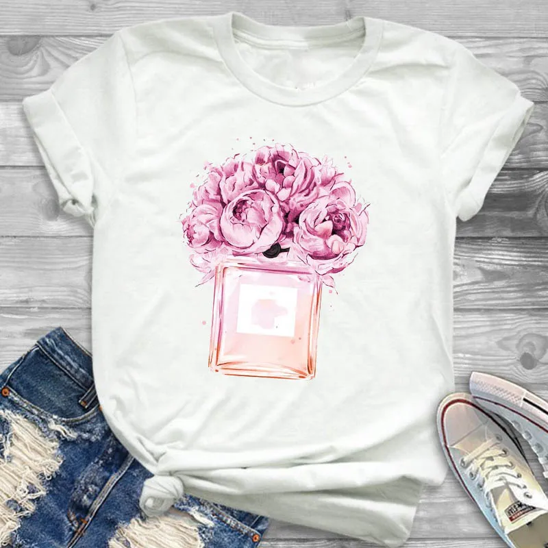 Women Shirt Ladies FemaleT Womens Fashion Bottle Elegent Flower Clothes T-shirt Graphic Short Sleeve Summer Printed Top Tshirt
Women Shirt Ladies FemaleT Womens Fashion Bottle Elegent Flower Clothes T-shirt Graphic Short Sleeve Summer Printed Top Tshirt