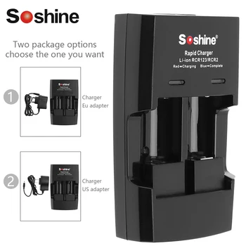 Soshine 2 Slots RCR123 / RCR2 Rapid Smart Battery Charger with LED Indicator for 14250 CR2 16340 17335 15266 Li-ion Battery
Soshine 2 Slots RCR123 / RCR2 Rapid Smart Battery Charger with LED Indicator for 14250 CR2 16340 17335 15266 Li-ion Battery