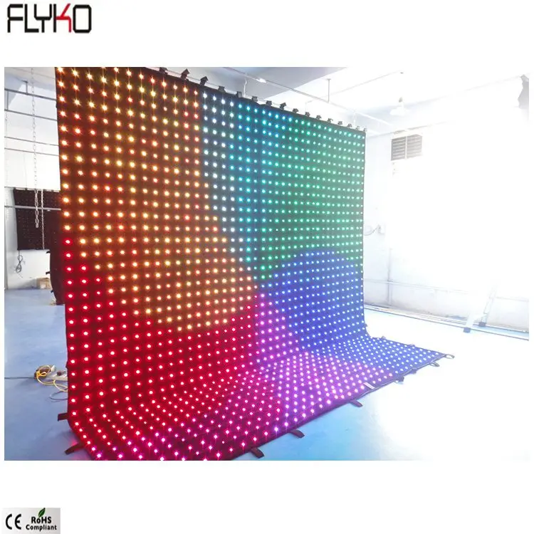 Flyko High Quality Folding Led Display P100mm 4x4m LED video curtain led curtain backdrop in door
Flyko High Quality Folding Led Display P100mm 4x4m LED video curtain led curtain backdrop in door