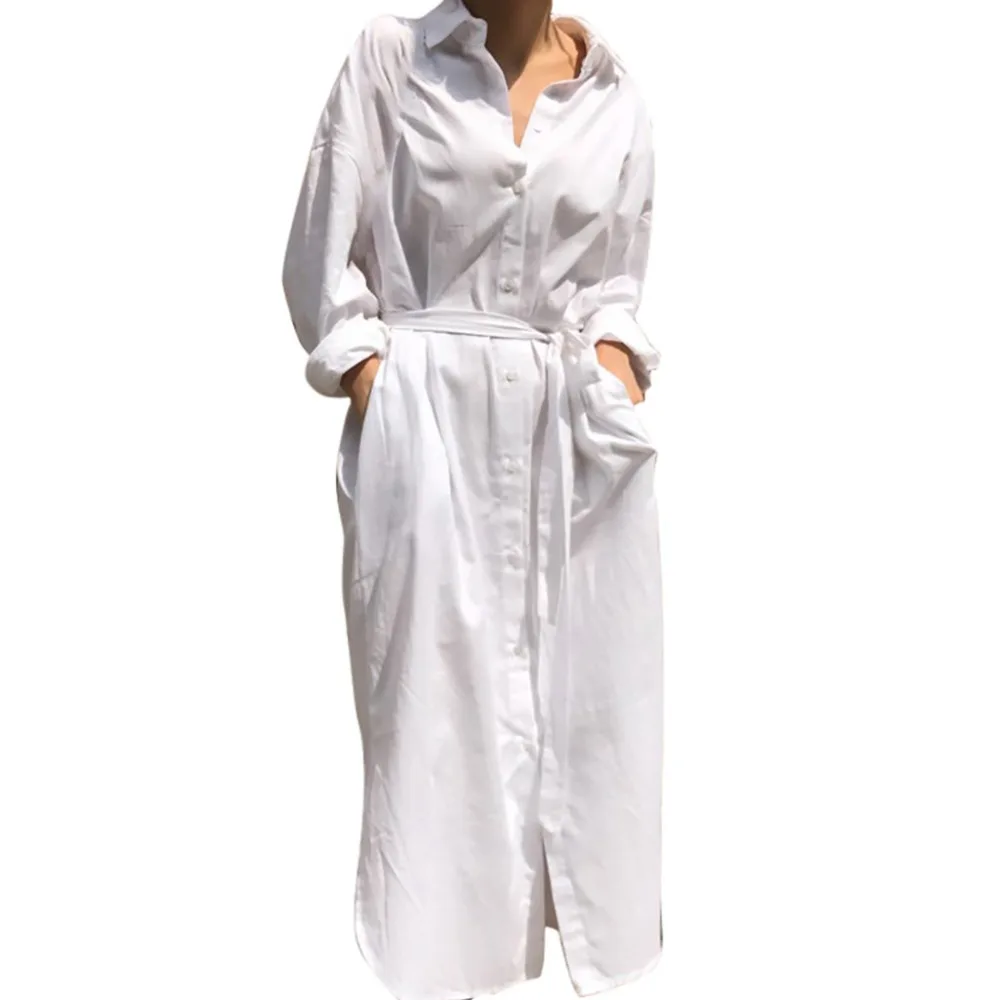 Shirt Dress Women Turn-down Callor Long Sleeve Button Bandage Waist Long Dresses Casual Ladies White Lapel Dress Vestidos
Shirt Dress Women Turn-down Callor Long Sleeve Button Bandage Waist Long Dresses Casual Ladies White Lapel Dress Vestidos