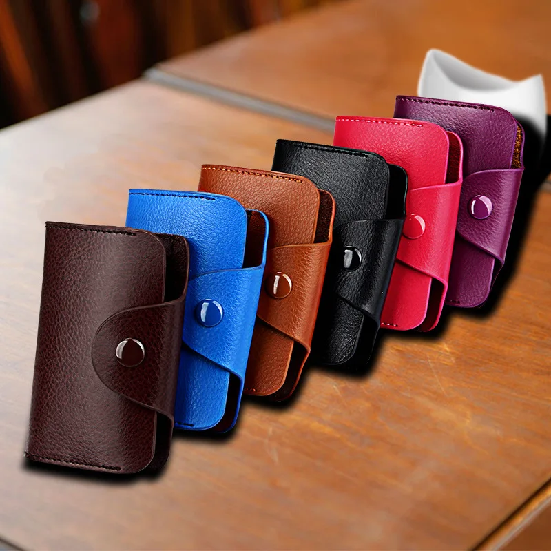 2018 Men And Women Genuine Leather Unisex Business Card Holder Hasp Wallet Bank Credit Case ID Holders Purse | Багаж и сумки