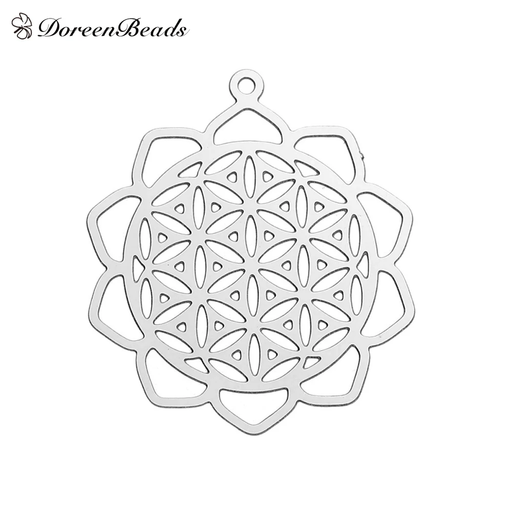 DoreenBeads 304 Stainless Steel Flower Of Life Pendants Flower dull silver color Hollow 30mm(1 1/8") x 26mm(1"), 5 PCs
DoreenBeads 304 Stainless Steel Flower Of Life Pendants Flower dull silver color Hollow 30mm(1 1/8") x 26mm(1"), 5 PCs