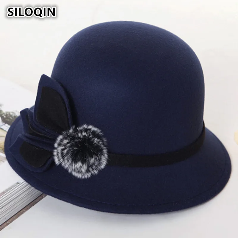Женские теплые шапки в стиле ретро SILOQIN элегантные английском с декоративным