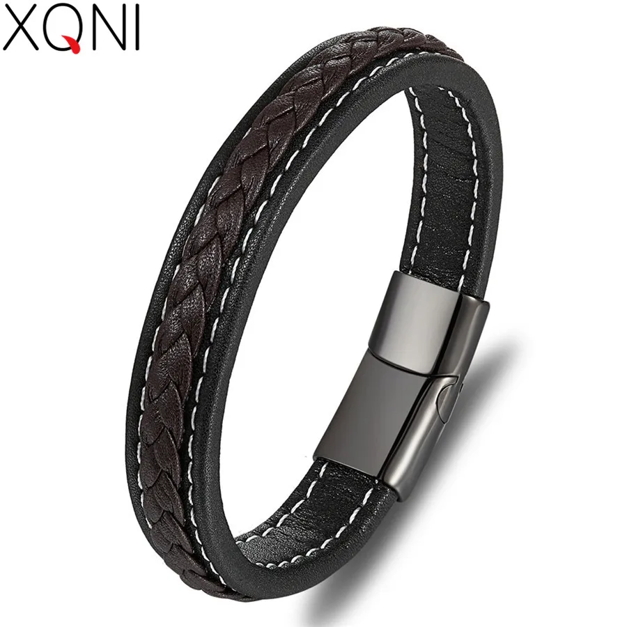 XQNI Cross Design Charm Leather Bracelet for Men Black/blue Braid Rope Chain Stainless Steel Magnetic Clasp Male Bangle Gifts
XQNI Cross Design Charm Leather Bracelet for Men Black/blue Braid Rope Chain Stainless Steel Magnetic Clasp Male Bangle Gifts