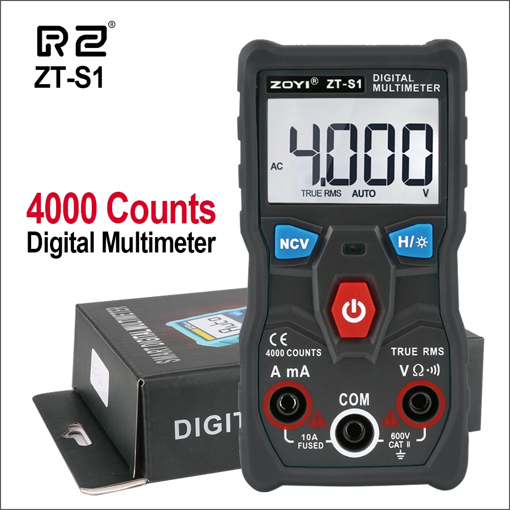 RZ Automatic Digital Multimeter True-RMS intelligent NCV 4000 Counts AC/DC Voltage Current Ohm Test Tool ZT-S1
RZ Automatic Digital Multimeter True-RMS intelligent NCV 4000 Counts AC/DC Voltage Current Ohm Test Tool ZT-S1