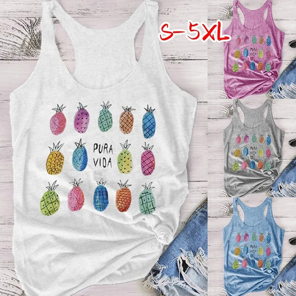 Women's pineapple print vest shirt top ladies fashion O-neck sleeveless casual vest top 2019 new camisetas mujer tirantes
Women's pineapple print vest shirt top ladies fashion O-neck sleeveless casual vest top 2019 new camisetas mujer tirantes
