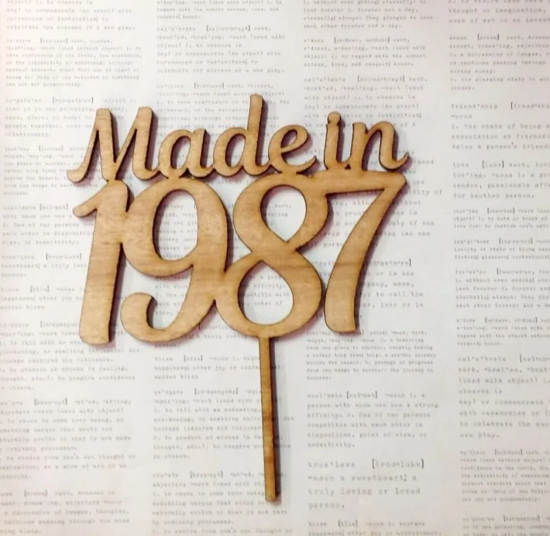 Wooden Cake Topper Made in 1987, Happy Birthday Cake Topper for Birthday Party Cake Decoration with free shipping
Wooden Cake Topper Made in 1987, Happy Birthday Cake Topper for Birthday Party Cake Decoration with free shipping