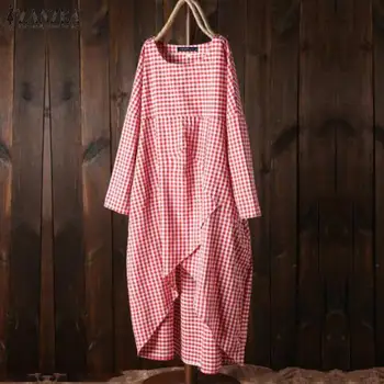 ZANZEA Women Plaid Checked Midi Dress Vintage Autumn Asymmetrical Hem Cotton Linen Sundress Female Long Sleeve Long Vestido
ZANZEA Women Plaid Checked Midi Dress Vintage Autumn Asymmetrical Hem Cotton Linen Sundress Female Long Sleeve Long Vestido