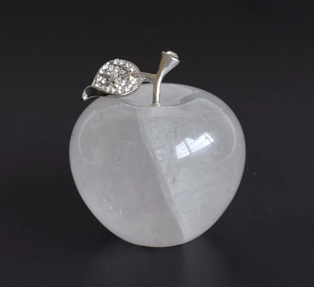 65 MM Diameter Cute Natural Chakra Clear Quartz Carved Crystal Reiki Healing Apple Statue with Alloy Leaf for Home Decoration
65 MM Diameter Cute Natural Chakra Clear Quartz Carved Crystal Reiki Healing Apple Statue with Alloy Leaf for Home Decoration