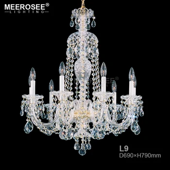 

Modern Luxurious Glass Arm Chandelier Light Clear Crystal Hanging Lamp Lustres Hotel Restaurant Luminaires Candelabra Lighting