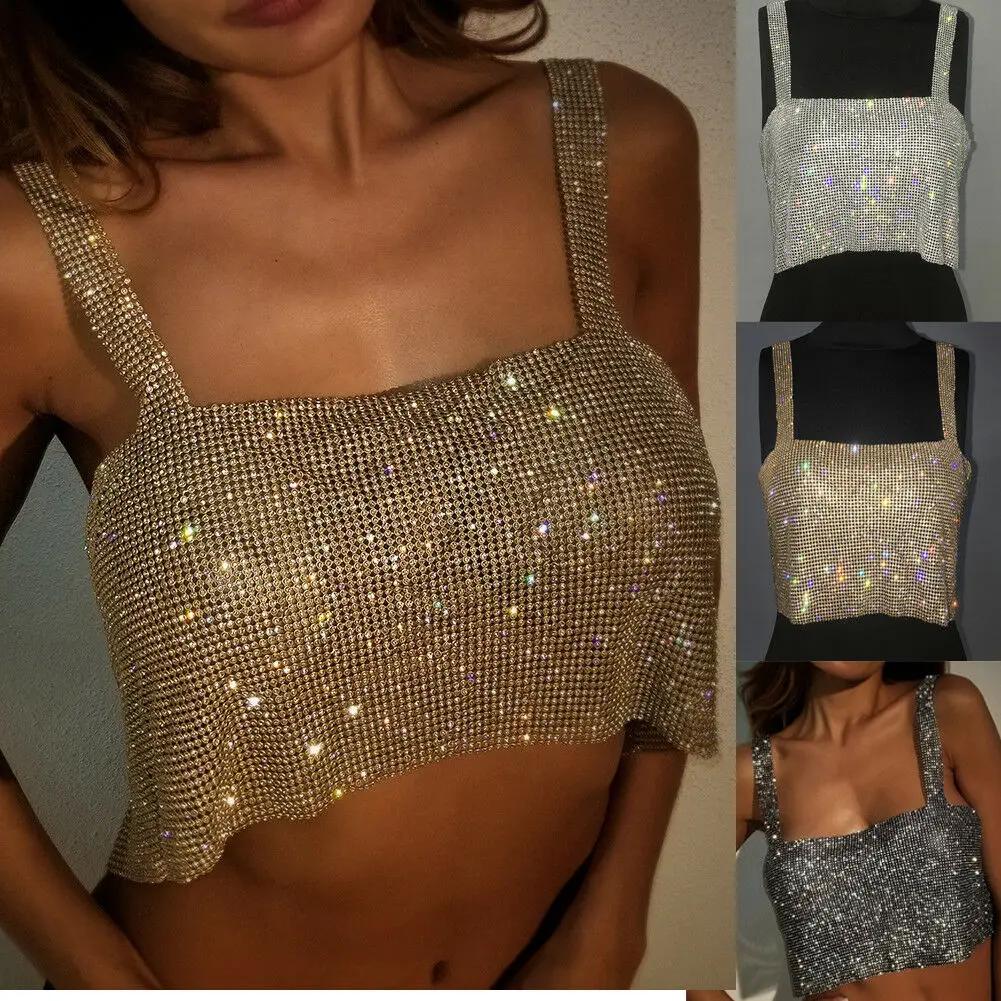 Women Summer Sexy Crystal Chain Shiny Camis Crop Top Ladies Party Clubwear Tanks Vest Top
Women Summer Sexy Crystal Chain Shiny Camis Crop Top Ladies Party Clubwear Tanks Vest Top