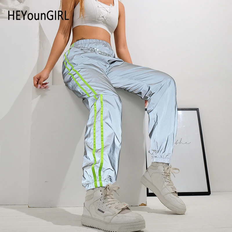 HEYounGIRL Parchwork Striped Reflective Pants Women Hip Hop Harajuku High Waist Trousers Streetwear Sweatpants Joggers Summer
HEYounGIRL Parchwork Striped Reflective Pants Women Hip Hop Harajuku High Waist Trousers Streetwear Sweatpants Joggers Summer