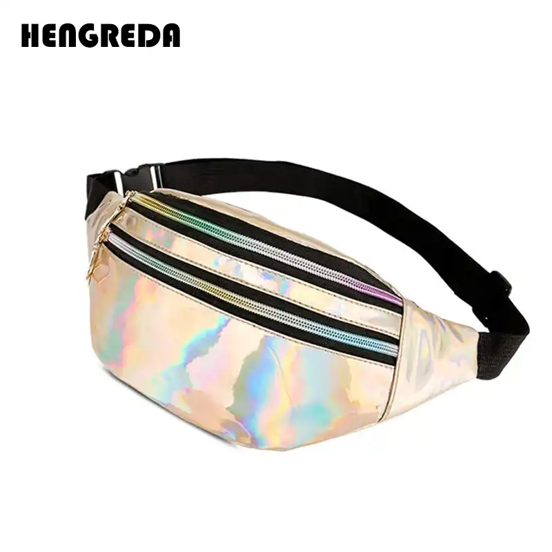black holographic bum bag
