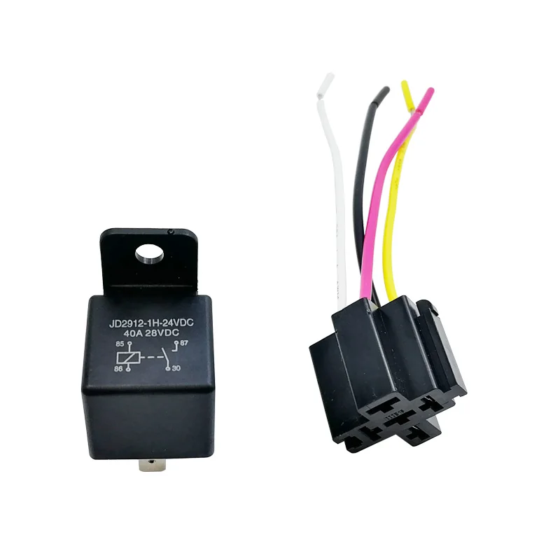 JD2912-1H-24VDC 40A 4 Pin Automobile Relay Waterproof Integrated Wired Auto Relay + Holder With Wires DC 24v 40A
JD2912-1H-24VDC 40A 4 Pin Automobile Relay Waterproof Integrated Wired Auto Relay + Holder With Wires DC 24v 40A