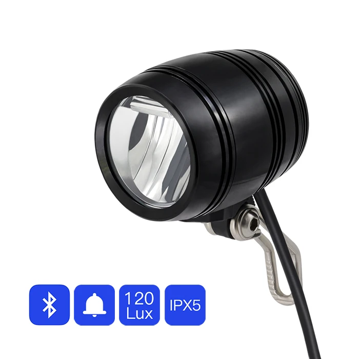 Flash Deal Onature Electric Bicycle Light With Bluetooth Speaker Horn EBike Front Light 120 lux DC12V 36V 48V 60V 80V LED ebike Light 0