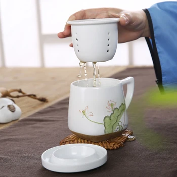Japanese Coarse Pottery Handpainted Lotus Teacup Kung Fu Tea Sets Coffee cups Office Puer Tea Cups with Filter Master Cup 350CC
Japanese Coarse Pottery Handpainted Lotus Teacup Kung Fu Tea Sets Coffee cups Office Puer Tea Cups with Filter Master Cup 350CC