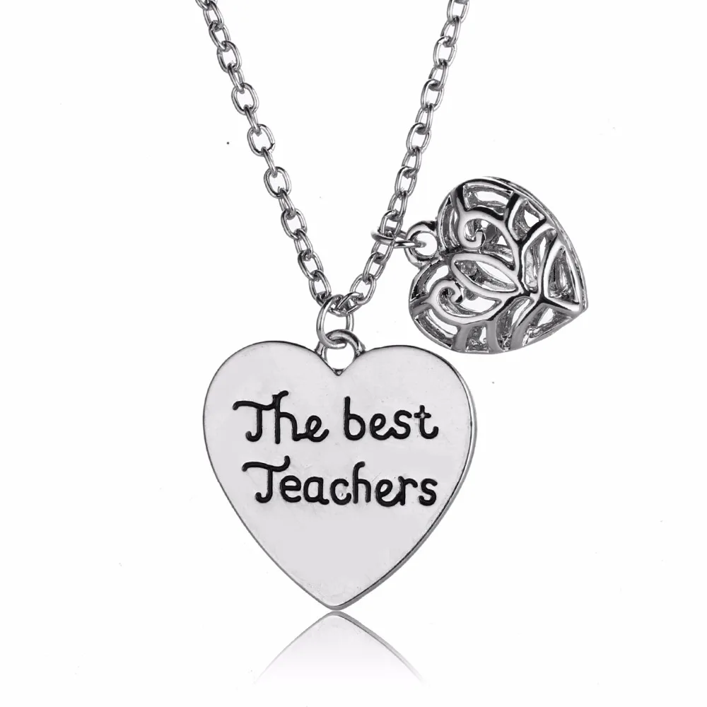 Teachers Appreciation Gift The Best Teacher Hollow Heart Charm Necklace School Party Jewelry Women Men Choker Collier | Украшения и
