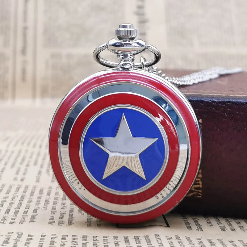 Hot Sale Captain America Icon Quartz Pocket Watches Star Pendant Pocket Watches for Men Women Children with Necklace Chain
Hot Sale Captain America Icon Quartz Pocket Watches Star Pendant Pocket Watches for Men Women Children with Necklace Chain