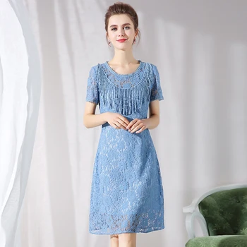 2018Summer fashion ladies elegant lace dress beautiful tassels knee-length A-line dress casual vestido plus size tunics L-XXXXXL
2018Summer fashion ladies elegant lace dress beautiful tassels knee-length A-line dress casual vestido plus size tunics L-XXXXXL