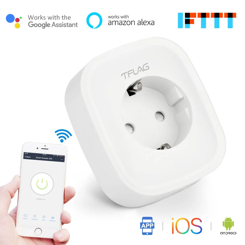 TFlag WIFI Smart Socket EU Plug Mobile APP Remote Control Timing Switch Energy Monitor Work for Alexa Google Assistant 2200W 10A
TFlag WIFI Smart Socket EU Plug Mobile APP Remote Control Timing Switch Energy Monitor Work for Alexa Google Assistant 2200W 10A