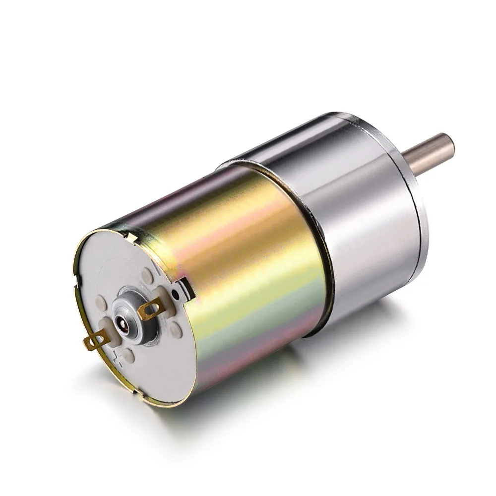 

12V DC Motor 50RPM Micro Gear Motor Box 37mm Speed Reduction Electric Gearbox Excentral Output Shaft High Torque