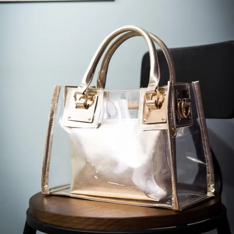 Fashion Women Summer Transparent Waterproof Beach Bag Candy Color Clear Handbag Tote Shoulder Bags Composite Bag
Fashion Women Summer Transparent Waterproof Beach Bag Candy Color Clear Handbag Tote Shoulder Bags Composite Bag