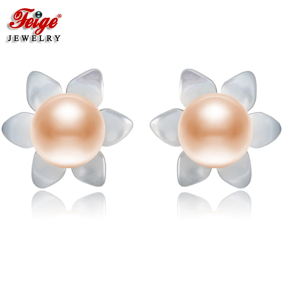 FEIGE 6-7mm Natural Pink Pearls 925 Sterling Silver Stud Earrings For Women's Exclusive Design Shell Carvings Fine Jewelry 
FEIGE 6-7mm Natural Pink Pearls 925 Sterling Silver Stud Earrings For Women's Exclusive Design Shell Carvings Fine Jewelry