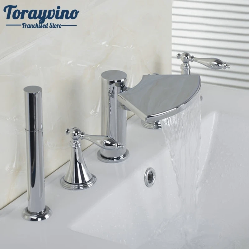 Bathroom 5pcs Set 3 Handles basin Taps With Handle Shower Deck Mounted Waterfall Faucets Mixer Taps Bathtub Bathroom Faucet
Bathroom 5pcs Set 3 Handles basin Taps With Handle Shower Deck Mounted Waterfall Faucets Mixer Taps Bathtub Bathroom Faucet