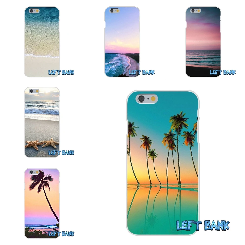 Мягкий силиконовый прозрачный чехол из ТПУ для iPhone 4 4S 5 5S 5C SE 6 6S 7 Plus Sunset on sea Palm Tree |