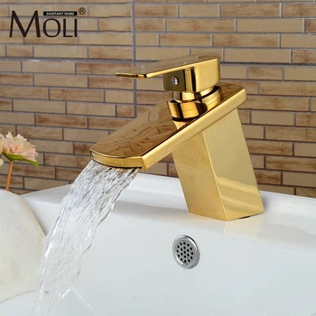 Luxury Gold Bathroom Sink Basin Faucet Waterfall Mixer Tap Hot and Cold Water Single Hole Faucets torneira banheiro MLFCT008
Luxury Gold Bathroom Sink Basin Faucet Waterfall Mixer Tap Hot and Cold Water Single Hole Faucets torneira banheiro MLFCT008