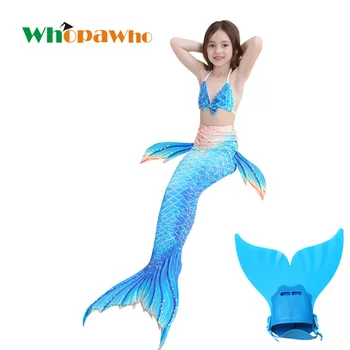 New 4pcs/set Best Swimmable Mermaid Tail with Flipper Summer dress for Girls swimming Monofin for Kids Swimsuit Costume
New 4pcs/set Best Swimmable Mermaid Tail with Flipper Summer dress for Girls swimming Monofin for Kids Swimsuit Costume